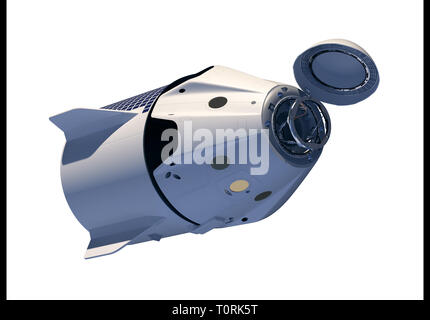 Commercial Crew Spaceship Isolated On White Background. 3D Illustration. Stock Photo