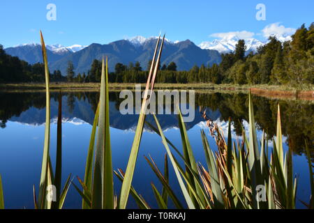 Lake Matheson Mirror Lake, New Zealand Stock Photo