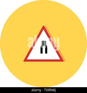 Illustration Road narrows on both side Road Sign Icon Stock Photo