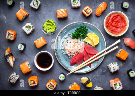 Japanese sushi and sashimi Stock Photo