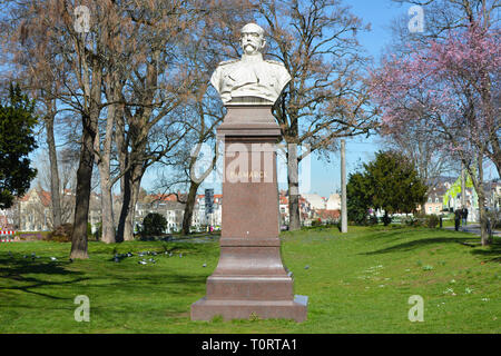 Bust monument statue of politician Otto von Bismarck in the city center of Heidelberg in Germany Stock Photo