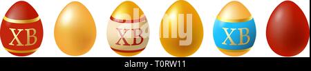 Happy Easter. Set of Easter eggs. Spring holiday. Vector illustration of Easter eggs collection on a white background. EPS 10 Stock Vector