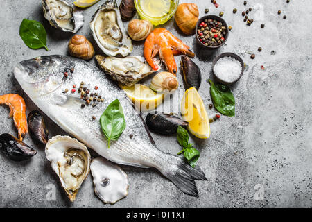 Seafood fresh assortment Stock Photo