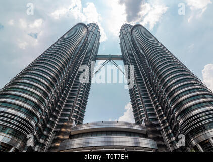 Petronas Towers in Kuala Lumpur, Malaysia. World's largest skyscraper before the opening of Burj Khalifa. Stock Photo