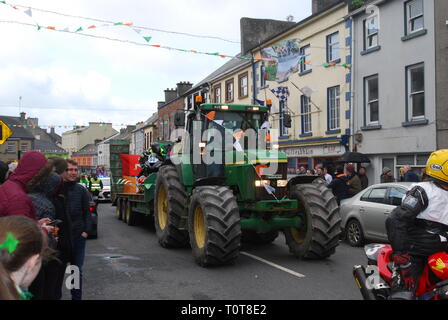 John Deer Tractor in St. Patrick's Day Parade Rathkeale County Limerick Ireland Stock Photo