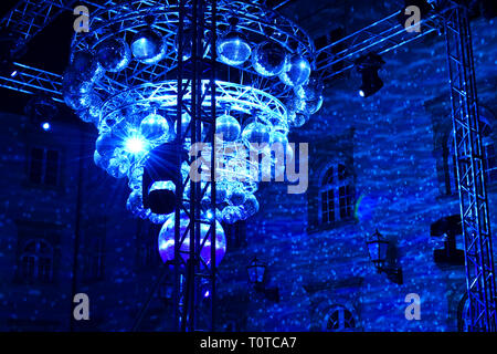 Disco balls art installation in Zagreb, Croatia during festival of lights Stock Photo