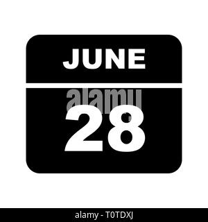 June 28th Date on a Single Day Calendar Stock Photo
