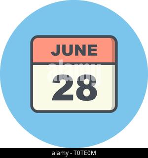 June 28th Date on a Single Day Calendar Stock Photo