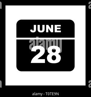 June 28th Date on a Single Day Calendar Stock Photo