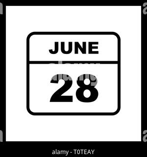 June 28th Date on a Single Day Calendar Stock Photo