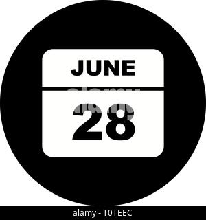 June 28th Date on a Single Day Calendar Stock Photo