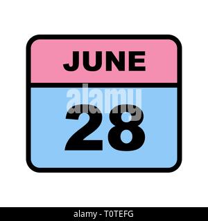 June 28th Date on a Single Day Calendar Stock Photo