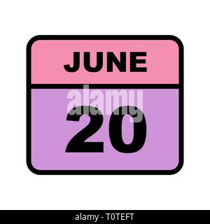 June 20th Date on a Single Day Calendar Stock Photo