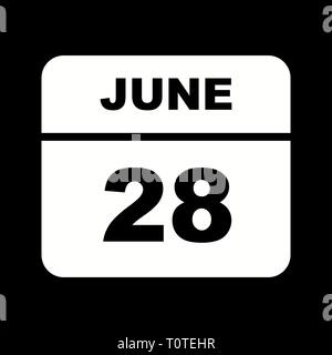 June 28th Date on a Single Day Calendar Stock Photo