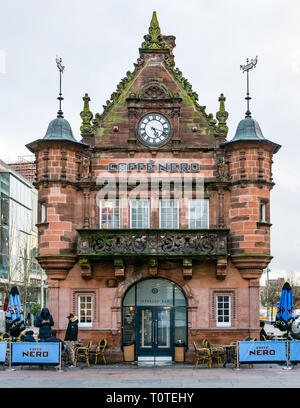 Old Victorian building, former subway entrance now Caffe Nero coffee shop, St Enoch Square, Glasgow, Scotland, UK Stock Photo