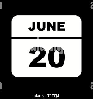 June 20th Date on a Single Day Calendar Stock Photo