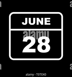 June 28th Date on a Single Day Calendar Stock Photo