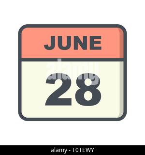 June 28th Date on a Single Day Calendar Stock Photo