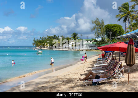 Beach view, Mullins Bay, St Peter Parish, Barbados, Lesser Antilles, Caribbean Stock Photo