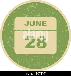 June 28th Date on a Single Day Calendar Stock Photo