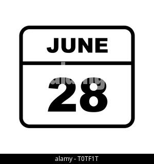 June 28th Date on a Single Day Calendar Stock Photo