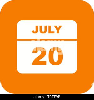 July 20th Date on a Single Day Calendar Stock Photo