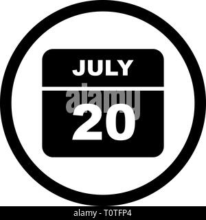 July 20th Date on a Single Day Calendar Stock Photo