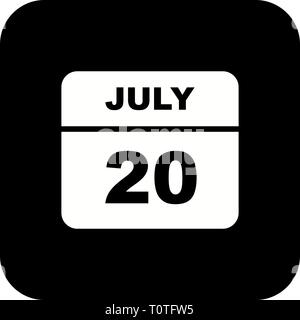 July 20th Date on a Single Day Calendar Stock Photo