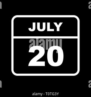 July 20th Date on a Single Day Calendar Stock Photo