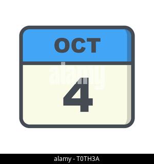 October 4th Date on a Single Day Calendar Stock Photo