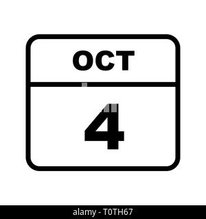 October 4th Date on a Single Day Calendar Stock Photo