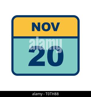 November 20th Date on a Single Day Calendar Stock Photo