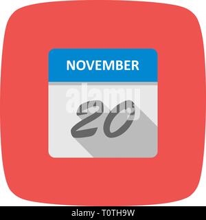 November 20th Date on a Single Day Calendar Stock Photo