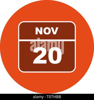 November 20th Date on a Single Day Calendar Stock Photo