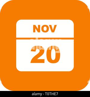 November 20th Date on a Single Day Calendar Stock Photo