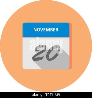 November 20th Date on a Single Day Calendar Stock Photo