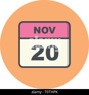 November 20th Date on a Single Day Calendar Stock Photo