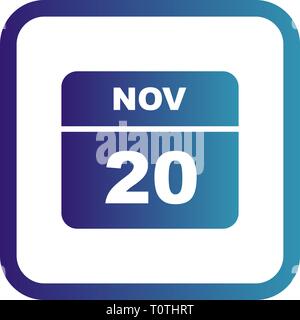 November 20th Date on a Single Day Calendar Stock Photo