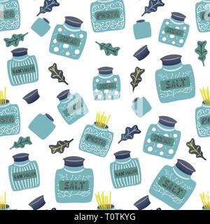 Seamless pattern of kitchen stuff - hand drawn illustration Stock Vector