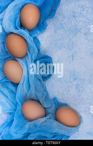 Easter eggs on a blue background Stock Photo