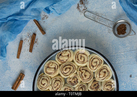 Cinnamon rolls ready to be baked Stock Photo