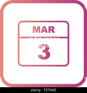 March 3rd Date on a Single Day Calendar Stock Photo