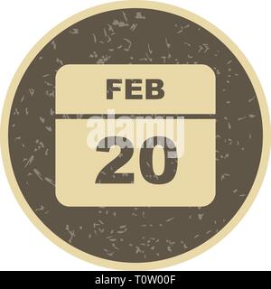 February 20th Date on a Single Day Calendar Stock Photo