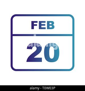 February 20th Date on a Single Day Calendar Stock Photo