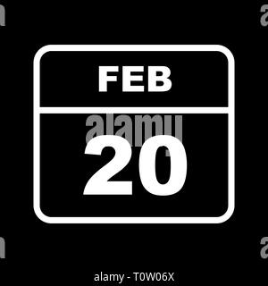 February 20th Date on a Single Day Calendar Stock Photo