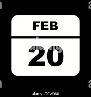 February 20th Date on a Single Day Calendar Stock Photo