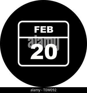 February 20th Date on a Single Day Calendar Stock Photo