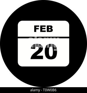 February 20th Date on a Single Day Calendar Stock Photo