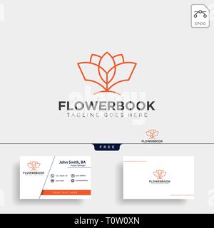 tree, plant and flower book education line logo template vector illustration icon element - vector file Stock Vector