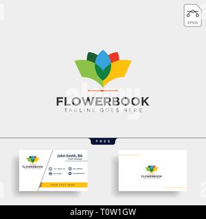 tree, plant and flower book education line logo template vector illustration icon element - vector file Stock Vector